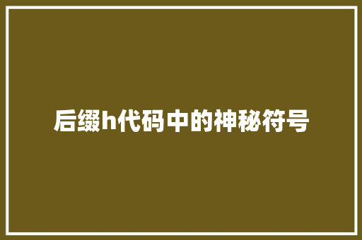 后缀h代码中的神秘符号