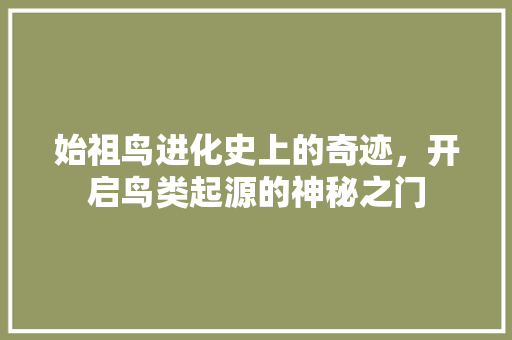始祖鸟进化史上的奇迹，开启鸟类起源的神秘之门