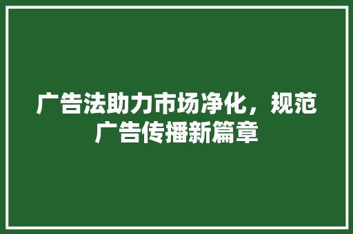 广告法助力市场净化，规范广告传播新篇章