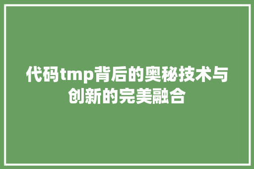 代码tmp背后的奥秘技术与创新的完美融合