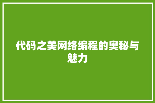 代码之美网络编程的奥秘与魅力