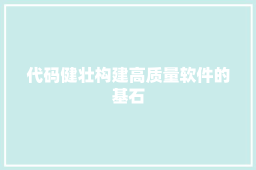 代码健壮构建高质量软件的基石