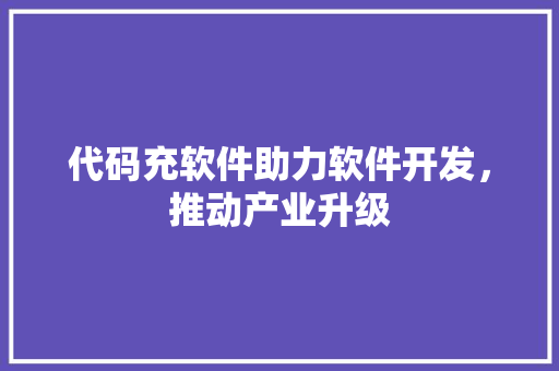 代码充软件助力软件开发，推动产业升级