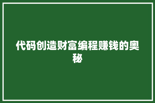 代码创造财富编程赚钱的奥秘