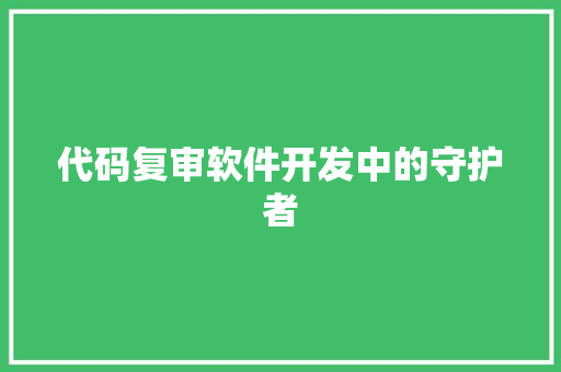 代码复审软件开发中的守护者