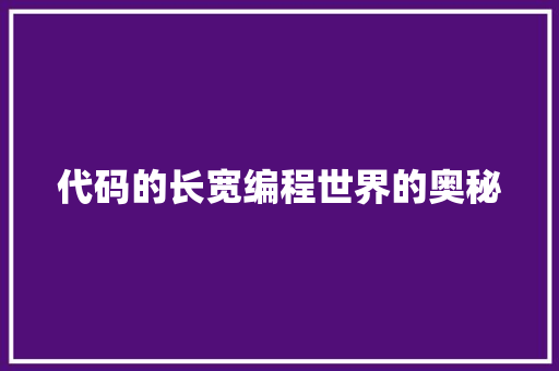 代码的长宽编程世界的奥秘