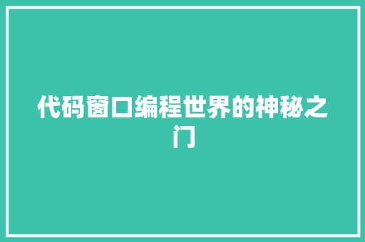 代码窗口编程世界的神秘之门
