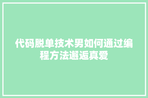 代码脱单技术男如何通过编程方法邂逅真爱