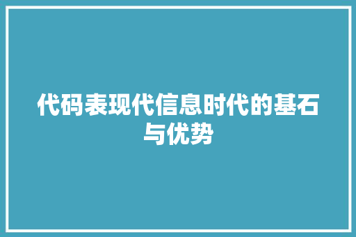 代码表现代信息时代的基石与优势
