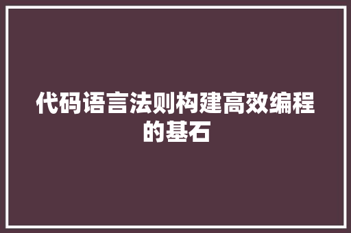 代码语言法则构建高效编程的基石