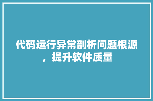 代码运行异常剖析问题根源，提升软件质量