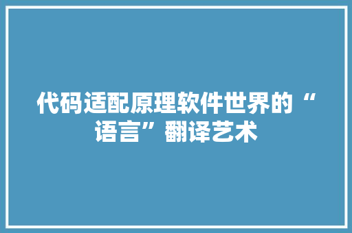 代码适配原理软件世界的“语言”翻译艺术