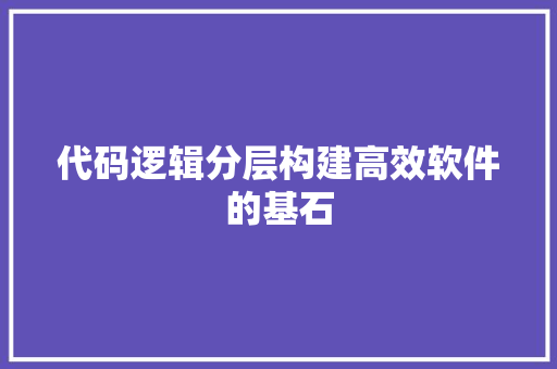 代码逻辑分层构建高效软件的基石