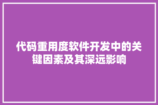 代码重用度软件开发中的关键因素及其深远影响