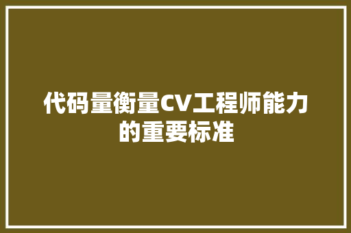代码量衡量CV工程师能力的重要标准
