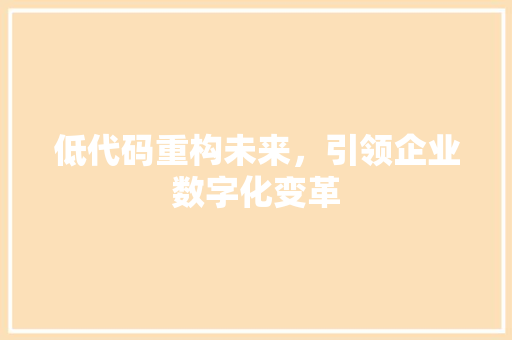 低代码重构未来，引领企业数字化变革