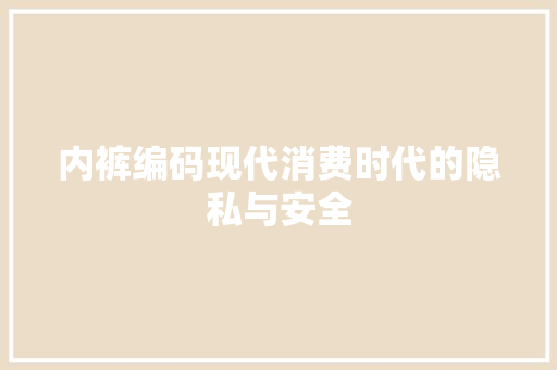 内裤编码现代消费时代的隐私与安全
