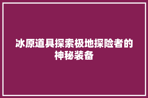 冰原道具探索极地探险者的神秘装备