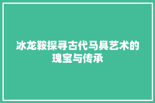 冰龙鞍探寻古代马具艺术的瑰宝与传承