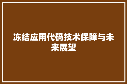 冻结应用代码技术保障与未来展望