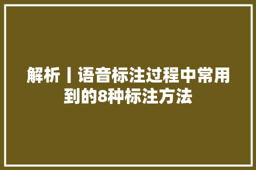 解析丨语音标注过程中常用到的8种标注方法