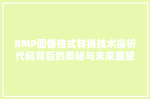 BMP图像格式转换技术探析代码背后的奥秘与未来展望