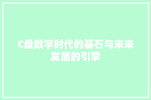 C盘数字时代的基石与未来发展的引擎