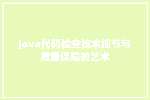 Java代码检查技术细节与质量保障的艺术