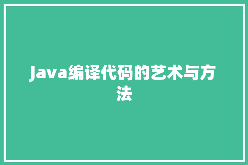 Java编译代码的艺术与方法