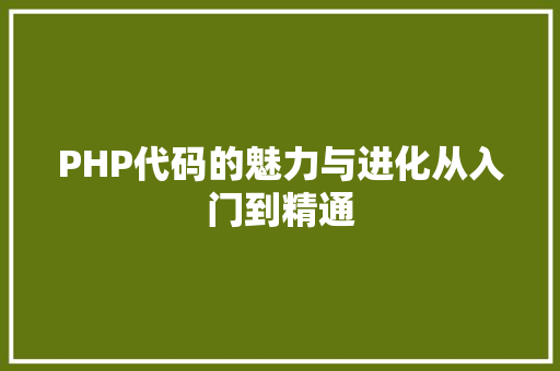 PHP代码的魅力与进化从入门到精通