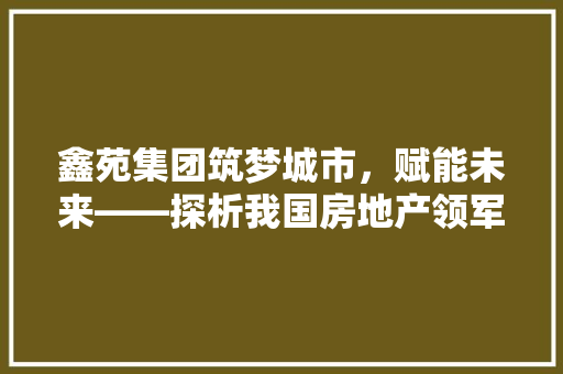 鑫苑集团筑梦城市，赋能未来——探析我国房地产领军企业的成长之路