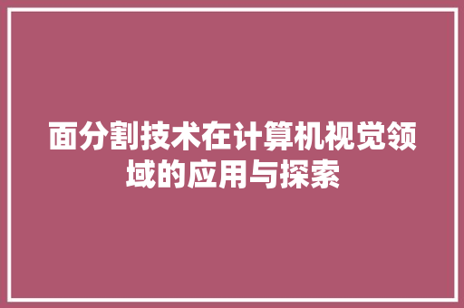面分割技术在计算机视觉领域的应用与探索