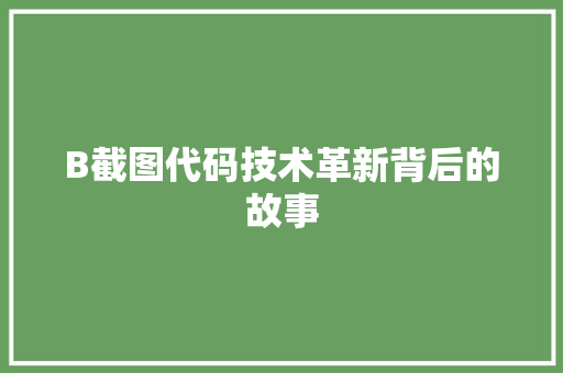 B截图代码技术革新背后的故事