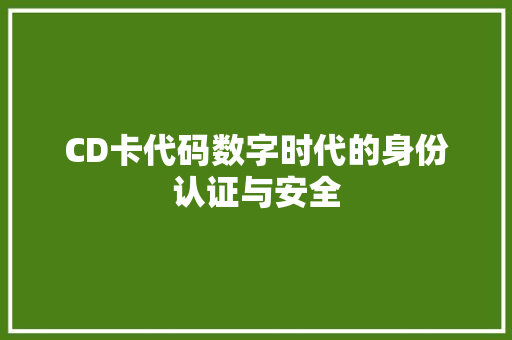CD卡代码数字时代的身份认证与安全