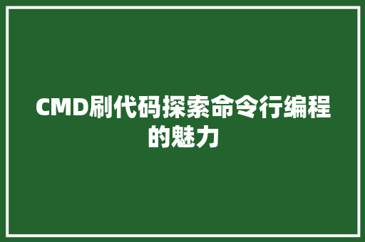 CMD刷代码探索命令行编程的魅力