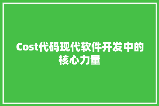 Cost代码现代软件开发中的核心力量