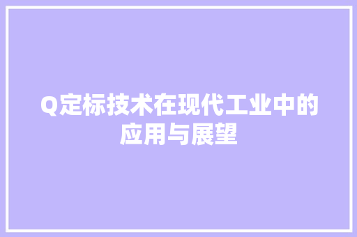 Q定标技术在现代工业中的应用与展望