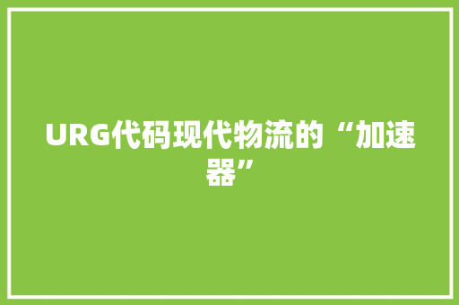 URG代码现代物流的“加速器”