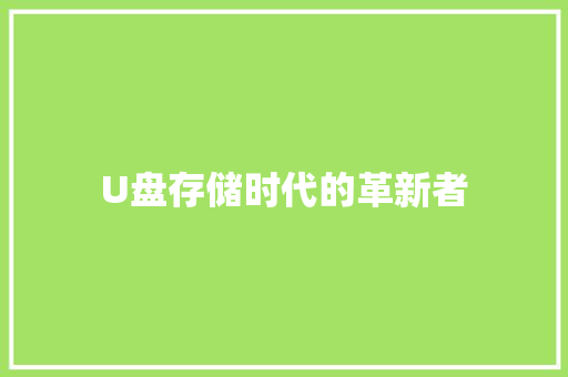 U盘存储时代的革新者