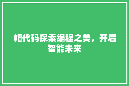 帽代码探索编程之美，开启智能未来