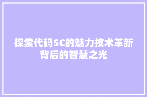 探索代码SC的魅力技术革新背后的智慧之光