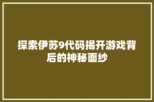 探索伊苏9代码揭开游戏背后的神秘面纱