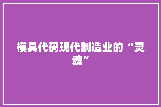 模具代码现代制造业的“灵魂”