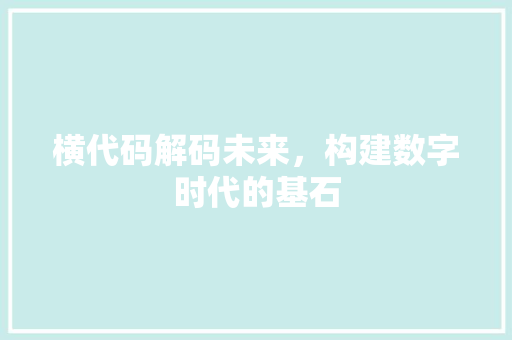 横代码解码未来，构建数字时代的基石