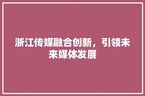 浙江传媒融合创新，引领未来媒体发展