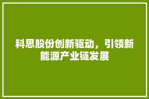 科思股份创新驱动，引领新能源产业链发展