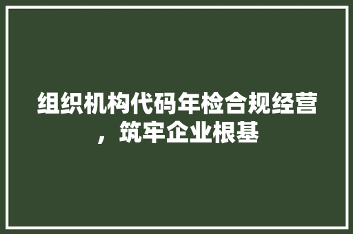 组织机构代码年检合规经营，筑牢企业根基
