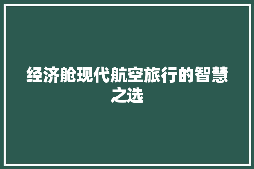 经济舱现代航空旅行的智慧之选