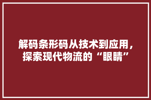 解码条形码从技术到应用，探索现代物流的“眼睛”