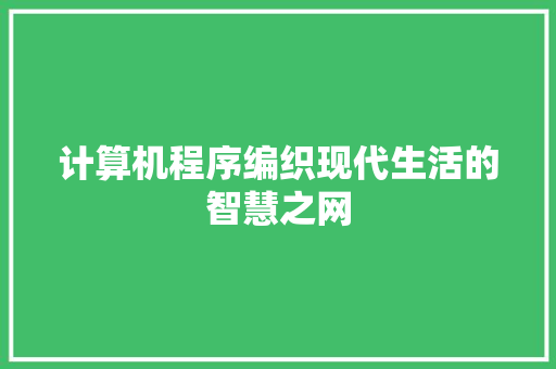 计算机程序编织现代生活的智慧之网